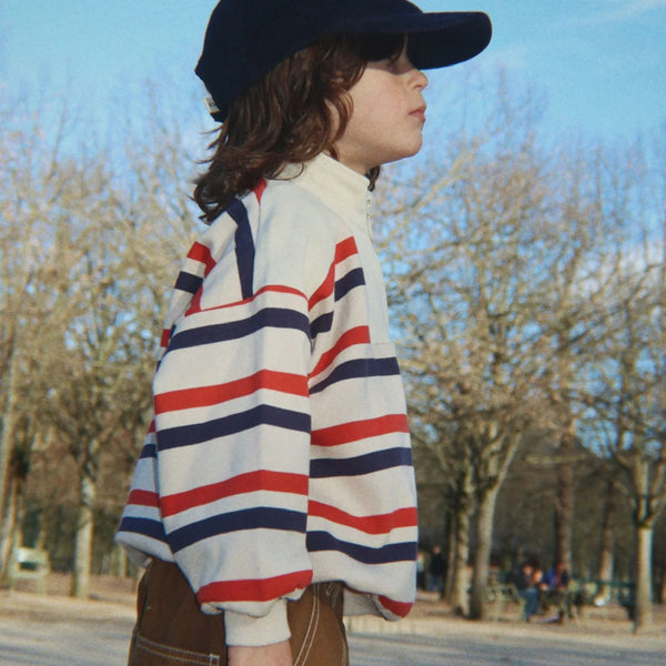 Konges Sløjd - Loupy Half Zip Sweat Top - Tangerine Stripe