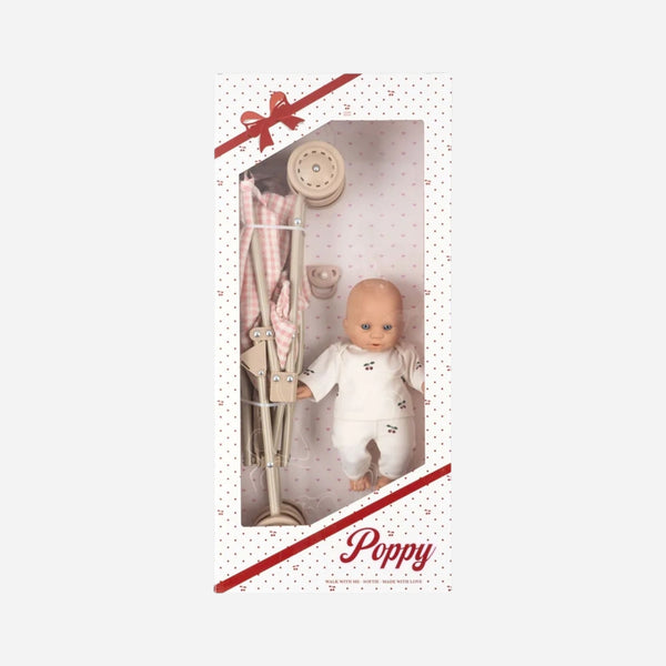 Poppy Doll Stroller Set - Pink Check