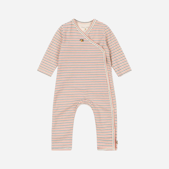 Striped baby romper on a white background