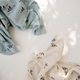 Rose in April - Large Bianca Cotton Muslin Swaddle - Goose / Blue Grey