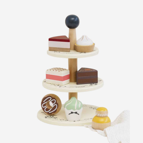 Le Toy Van - Wooden Toy Cake Stand & Selection of 7 Eco-Friendly Treats