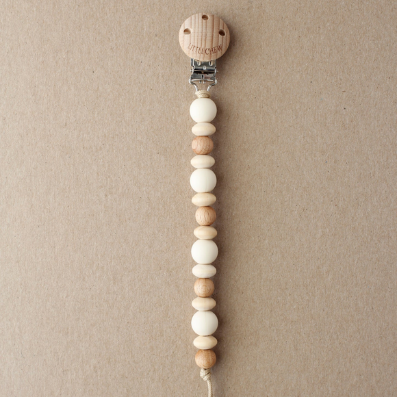 Little Chew - Pacifier Clip- Amor/Cream