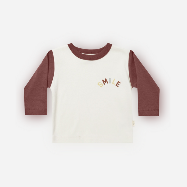 Quincy Mae - Organic Cotton Long-sleeve Pocket Tee - Smile