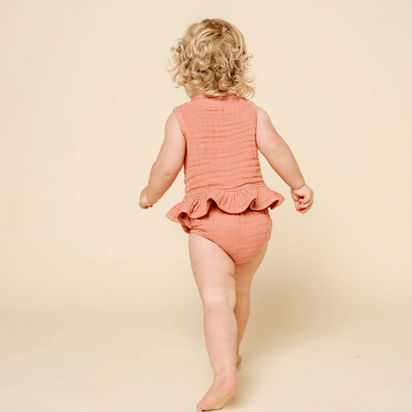 Lou Lou and Company - Cotton Muslin Ruffle Tank + Bloomer Set - Rose