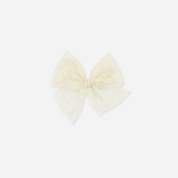 Lou Lou and Company - Lace Bow - Ivory Floral Clip