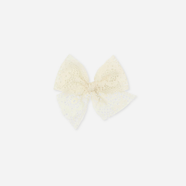 Lou Lou and Company - Lace Bow - Ivory Floral Clip