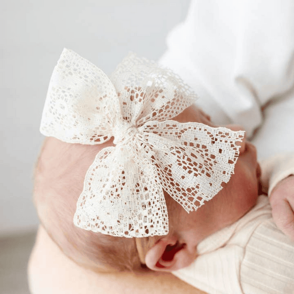 Lou Lou and Company - Lace Bow - Ivory Floral Clip