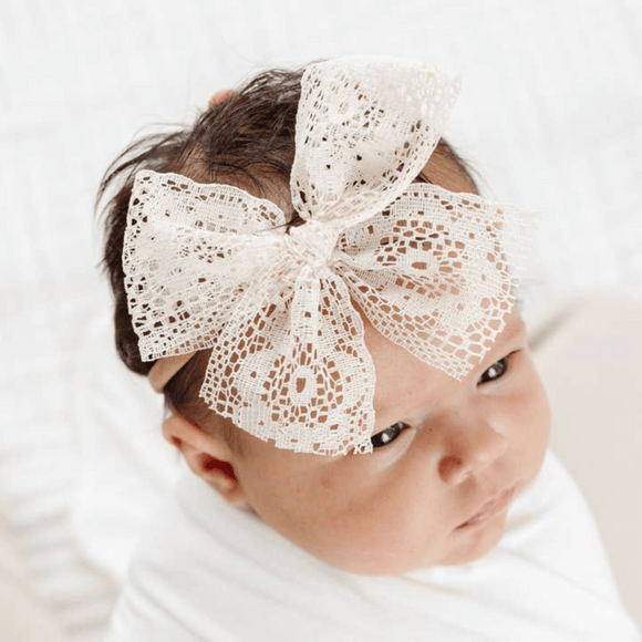 Lou Lou and Company - Lace Bow - Ivory Floral Headband