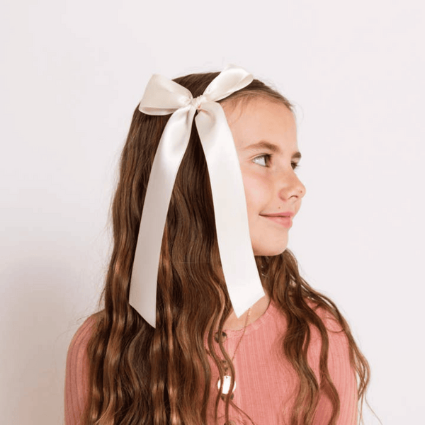 Lou Lou and Company - Satin Bow - Cream Sash Clip - Small