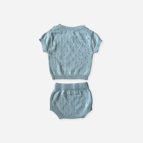 Luna + Luca - Knit Pointelle Set - Sky Blue