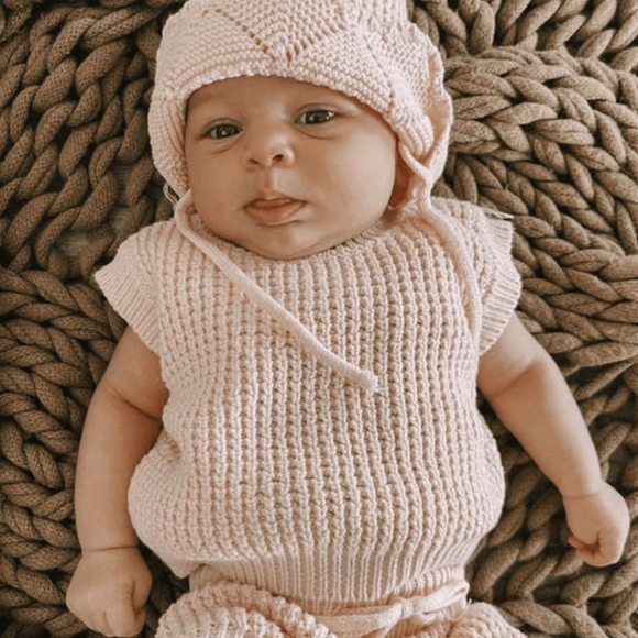 Luna + Luca - Knit Tank Set with Hat - Pink