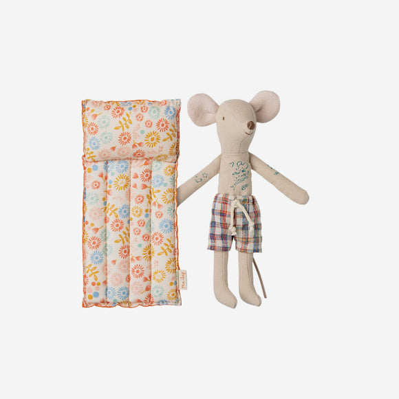 Maileg -  Beach Mouse With Air Mattress, Flower - Dad