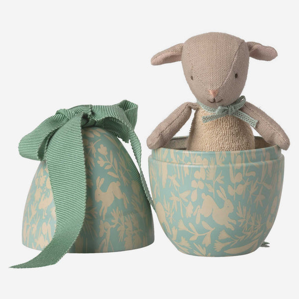 Maileg -  Easter Egg with Micro Lamb, Small - Dusty Mint