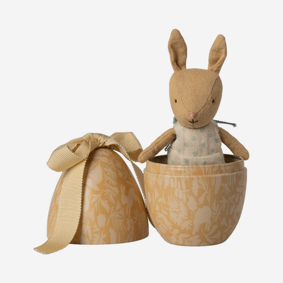 Maileg -  Easter Egg with Micro Rabbit, Small - Cream Yellow
