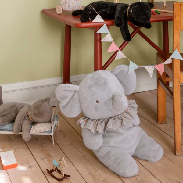 Maileg -  Elephant Plush, Big - Blue / Grey