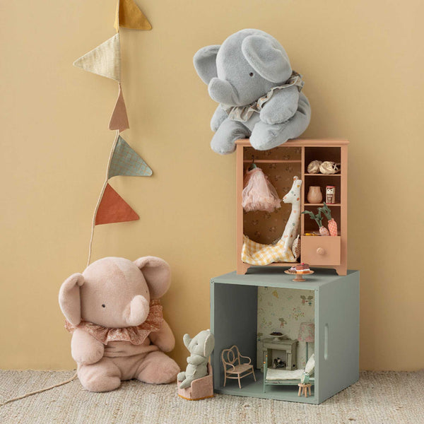 Maileg -  Elephant Plush, Big - Blue / Grey