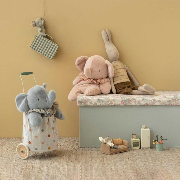 Maileg -  Elephant Plush, Big - Blue / Grey