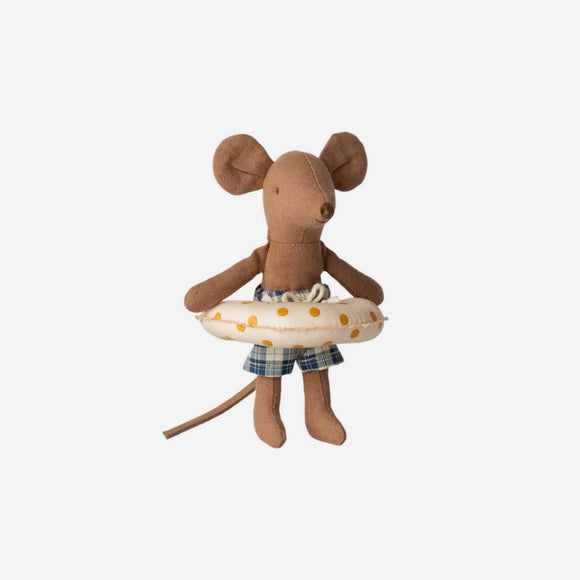  Maileg - Little Brother Beach Mouse with Float, Yellow Dots