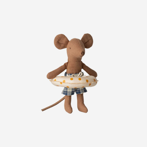  Maileg - Little Brother Beach Mouse with Float, Yellow Dots
