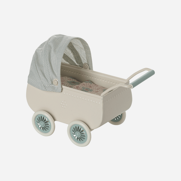 Maileg - Pram with Baby Mouse - Mint