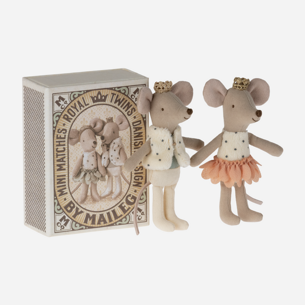 Maileg - Royal Twins in Box, Little Brother & Sister in Matchbox - Rose