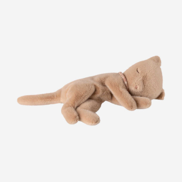 Maileg - Sleeping Kitten Plush, Small - Cream Peach