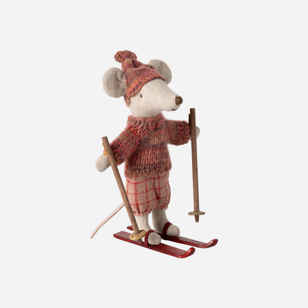 Maileg - Winter Mouse with Ski Set, Big Sister - Rose