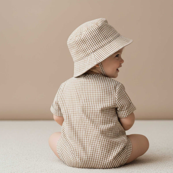 Makemake Organics - Organic Bucket Sun Hat - Caramel Check