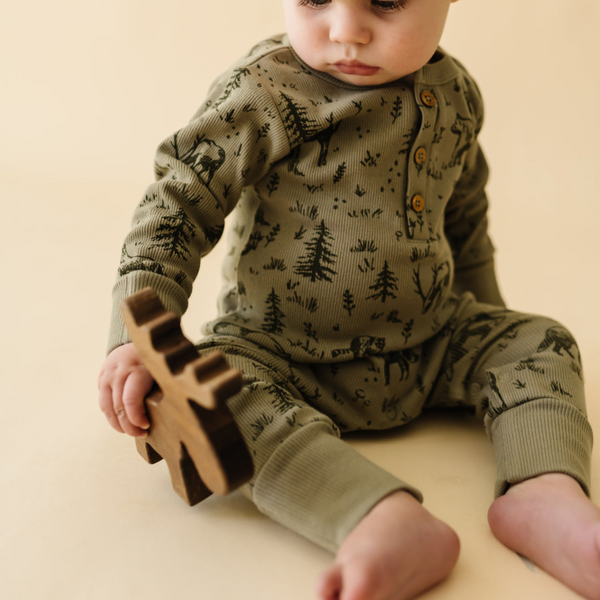 Makemake Organics - Organic Button Romper - Forest Folk