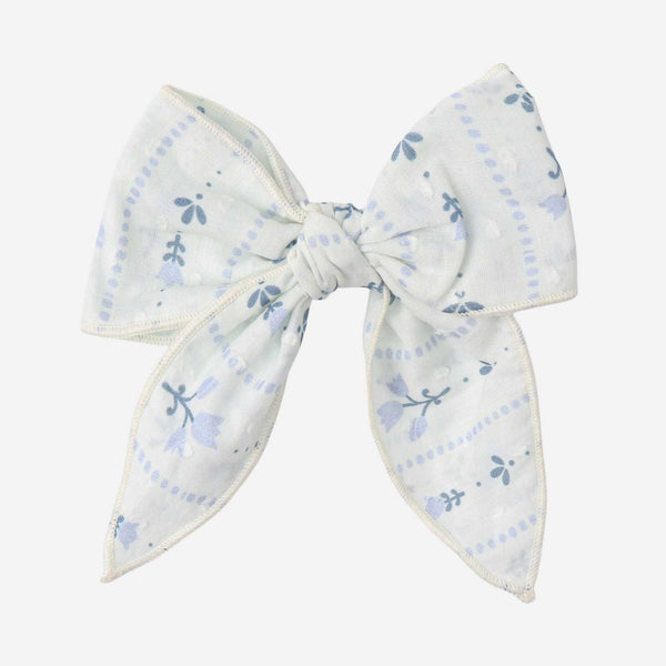 Makemake Organics - Organic Hair Bow Clip - Blue Vines