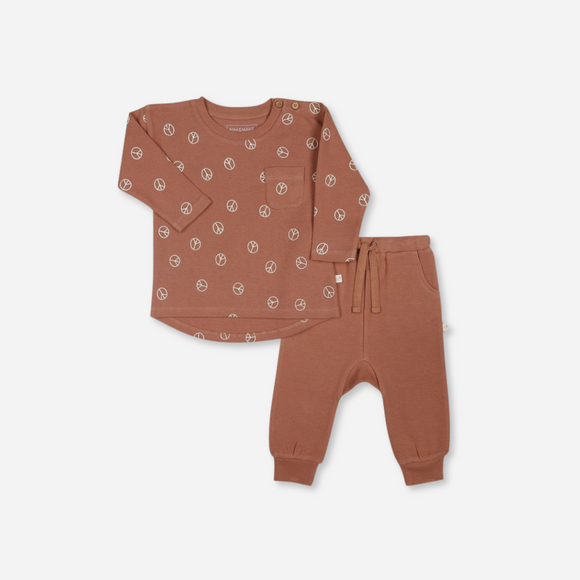 Makemake Organics - Organic Long Sleeve Tee & Pant Set - Peace