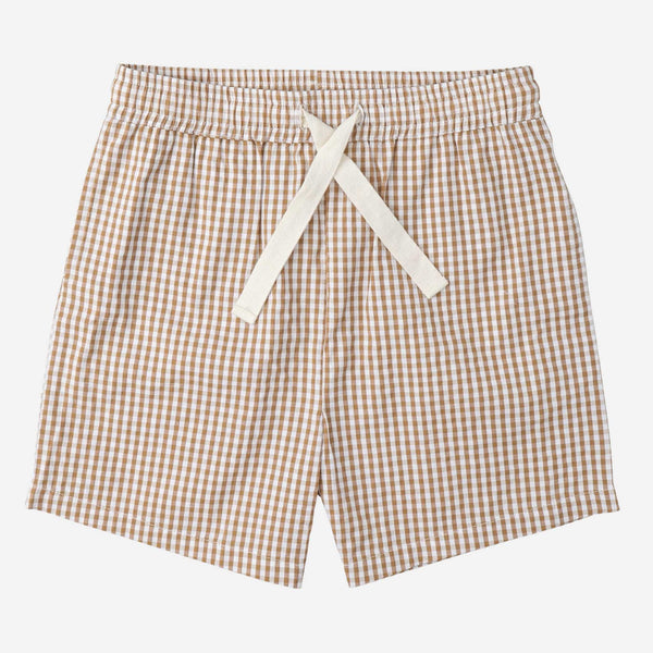 Makemake Organics - Organic Shirt & Shorts Set - Caramel Check