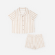 Makemake Organics - Organic Shirt and Shorts Set - Beige Stripes