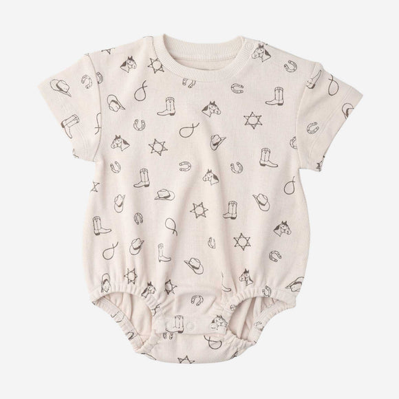 Makemake Organics - Organic Short Sleeve Bubble Romper - Rodeo