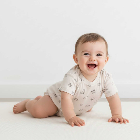 Makemake Organics - Organic Short Sleeve Bubble Romper - Rodeo