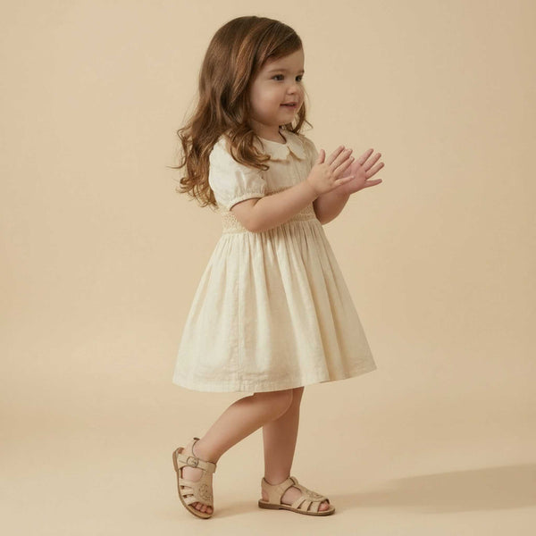 Makemake Organics - Organic Smocked Collar Dress - Butter Yellow