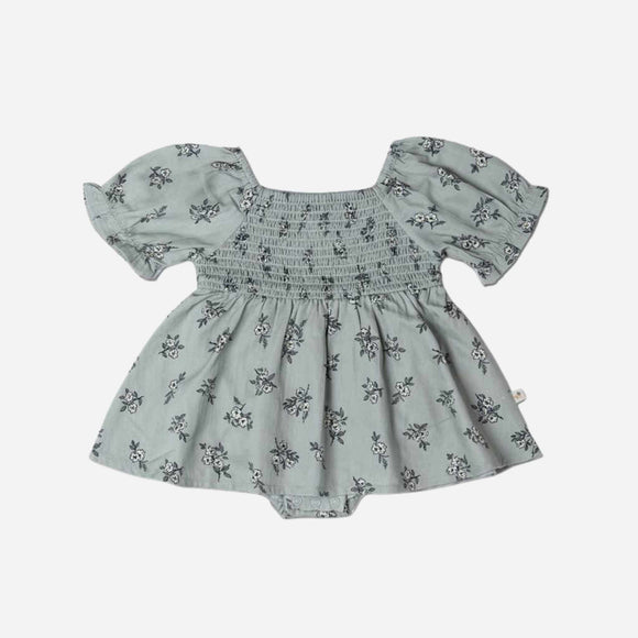 Makemake Organics - Organic Smocked Dress - Sage Bloom