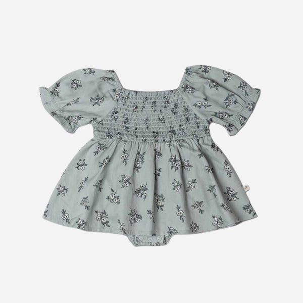 Makemake Organics - Organic Smocked Dress - Sage Bloom