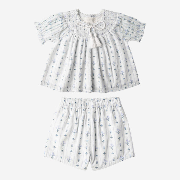Makemake Organics - Organic Smocked Top & Shorts Set - Blue Vines