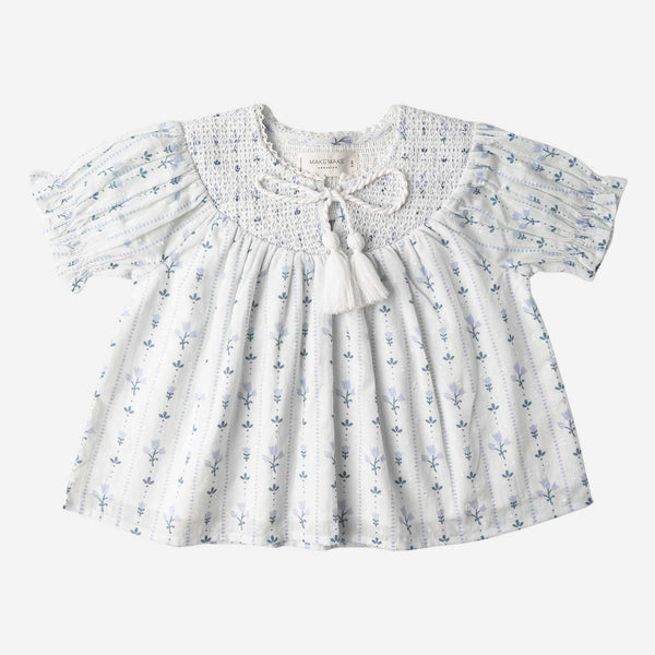 Makemake Organics - Organic Smocked Top & Shorts Set - Blue Vines
