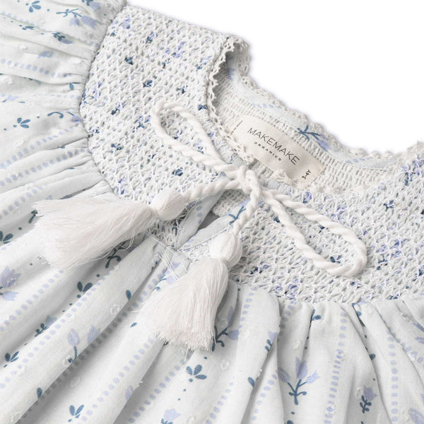 Makemake Organics - Organic Smocked Top & Shorts Set - Blue Vines