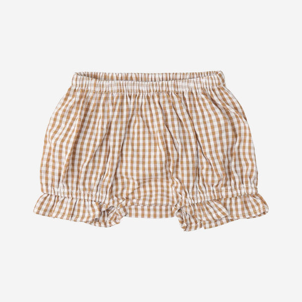 Makemake Organics - Organic Smocked Top and Bloomer Set - Caramel Check