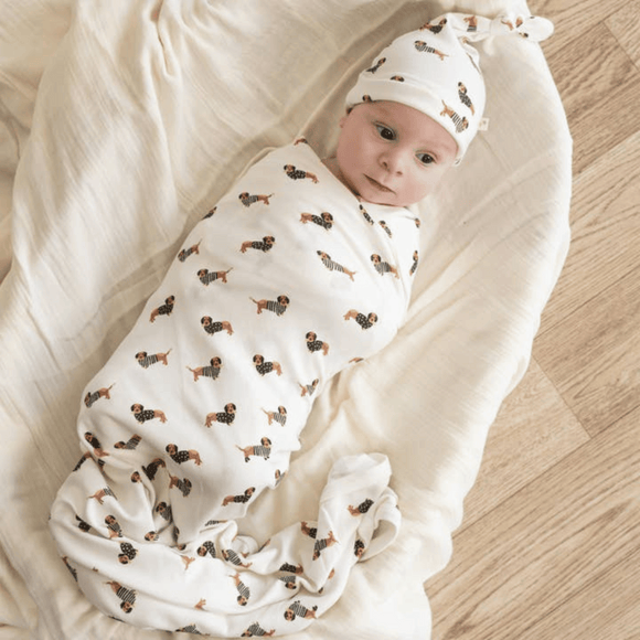 Makemake Organics - Organic Swaddle Blanket & Hat Set - Dog