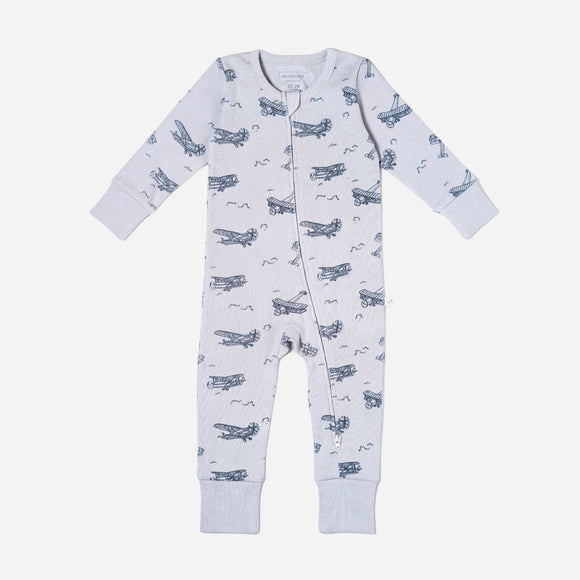Makemake Organics - Organic 2-Way Zip Romper - Airplanes