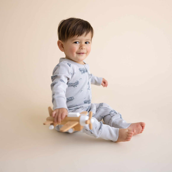 Makemake Organics - Organic 2-Way Zip Romper - Airplanes