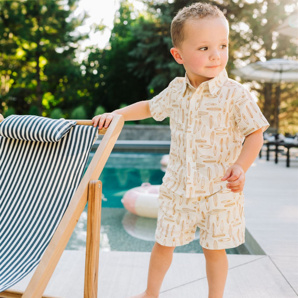 Mebie Baby - Surfboard Linen Button Up Shirt