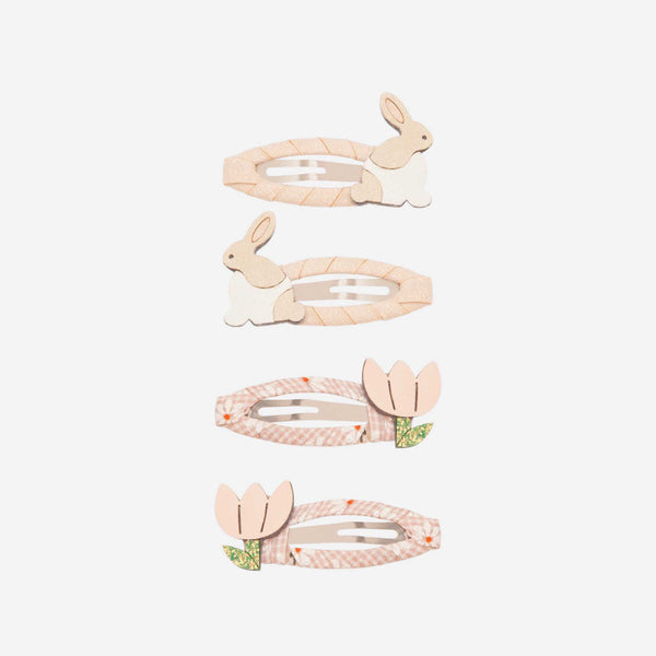 Mimi & Lula - Bunny & Flower Clic Clacs Hair Clips - Pink