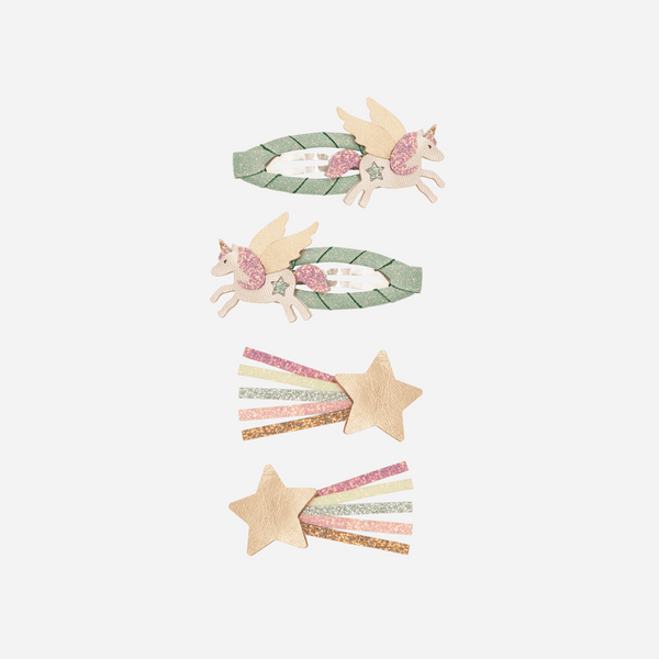 Mimi & Lula - Flying Unicorn Clip Set - Set of 4