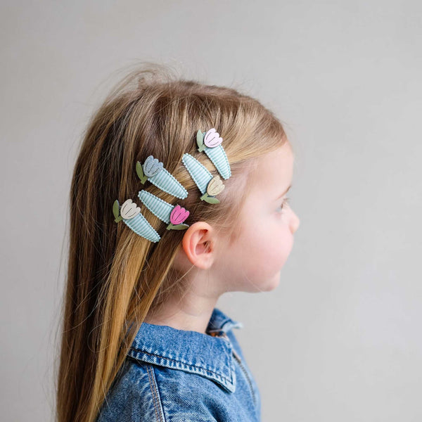 Mimi & Lula - Tulip Stripe Mini Clic Clac Hair Clips - Green