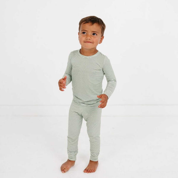 Motette - Bamboo Kids Pajama Set - Evergreen Stripe